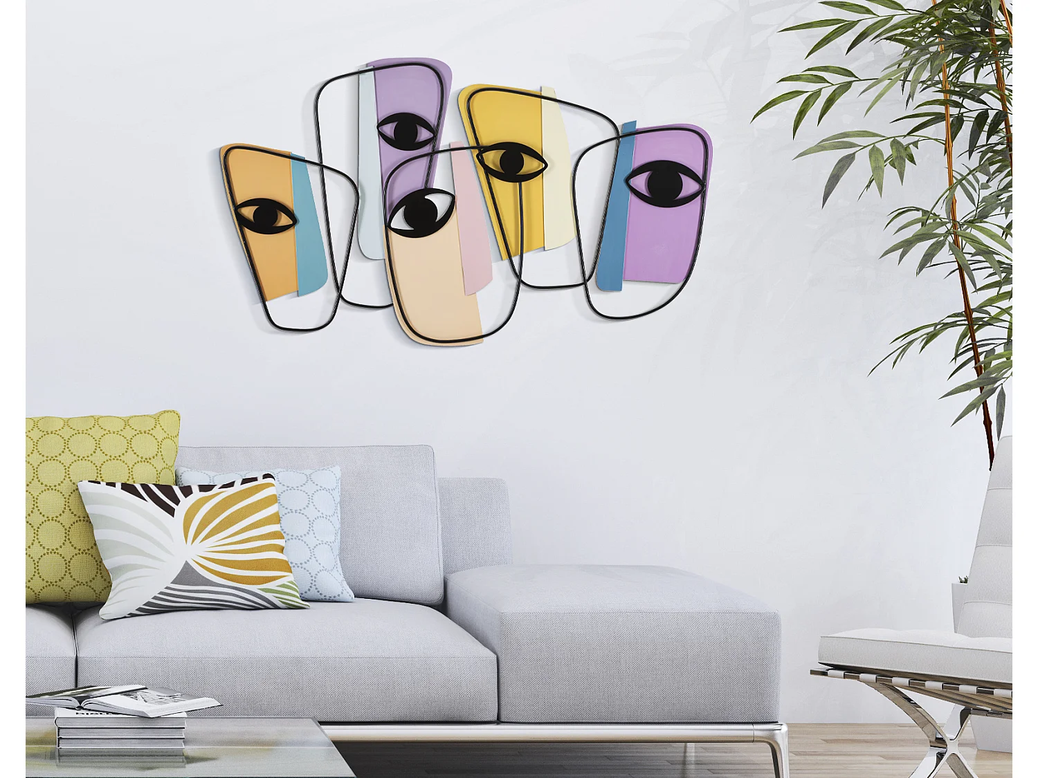 Décoration Murale en Métal "Eyes" 120cm Multicolore