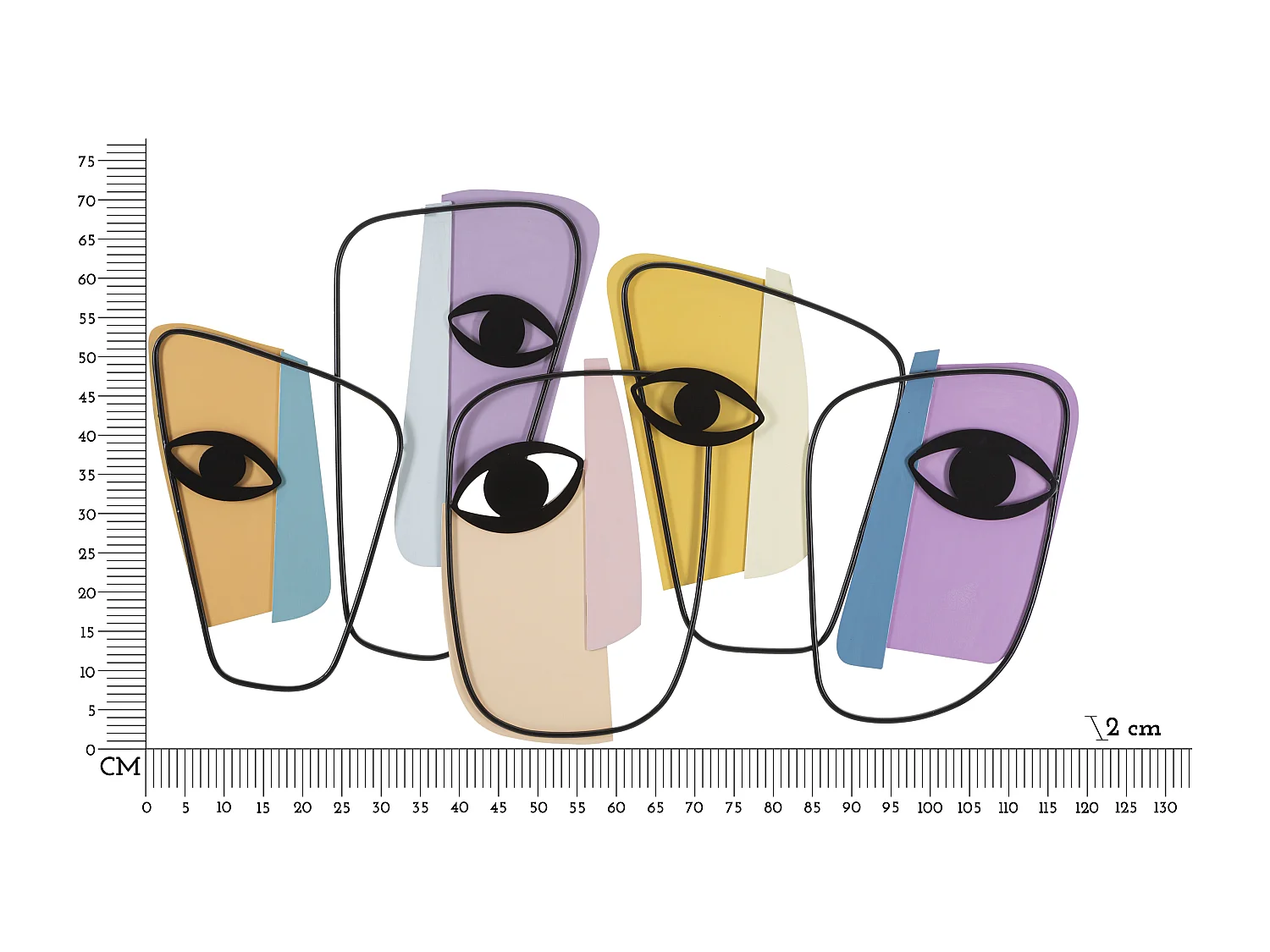 Décoration Murale en Métal "Eyes" 120cm Multicolore