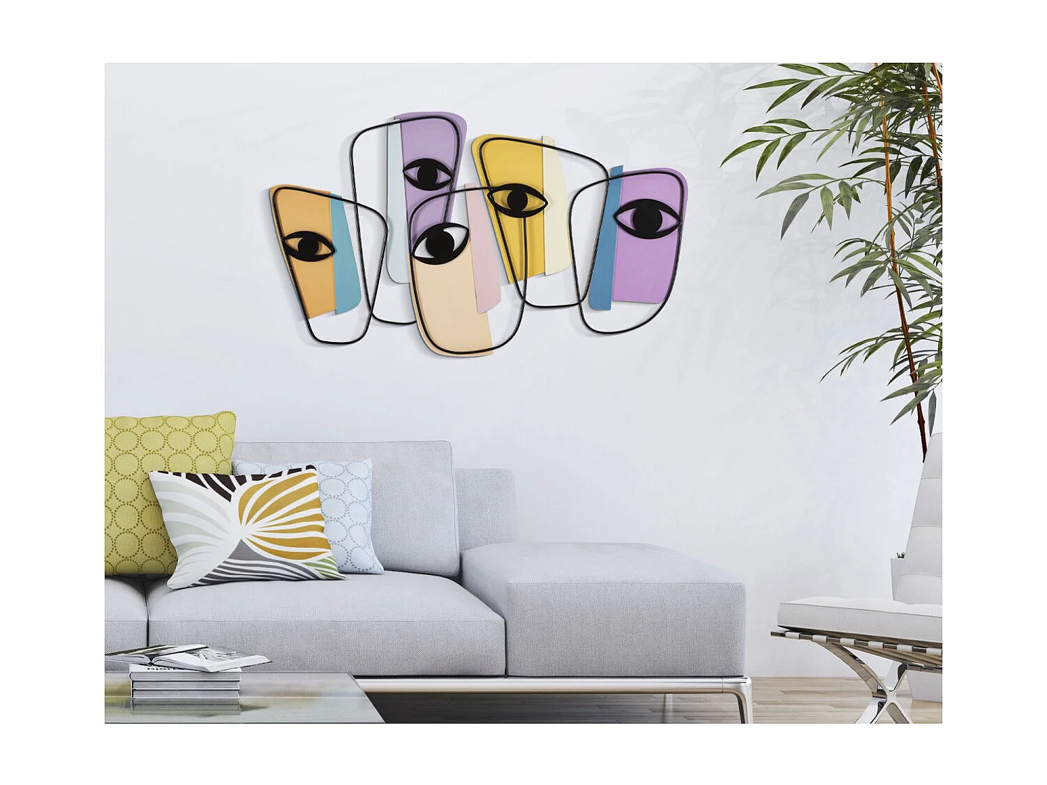 Décoration Murale en Métal "Eyes" 120cm Multicolore