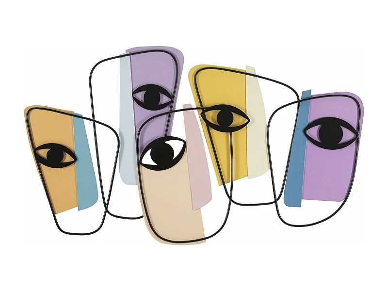 Décoration Murale en Métal "Eyes" 120cm Multicolore