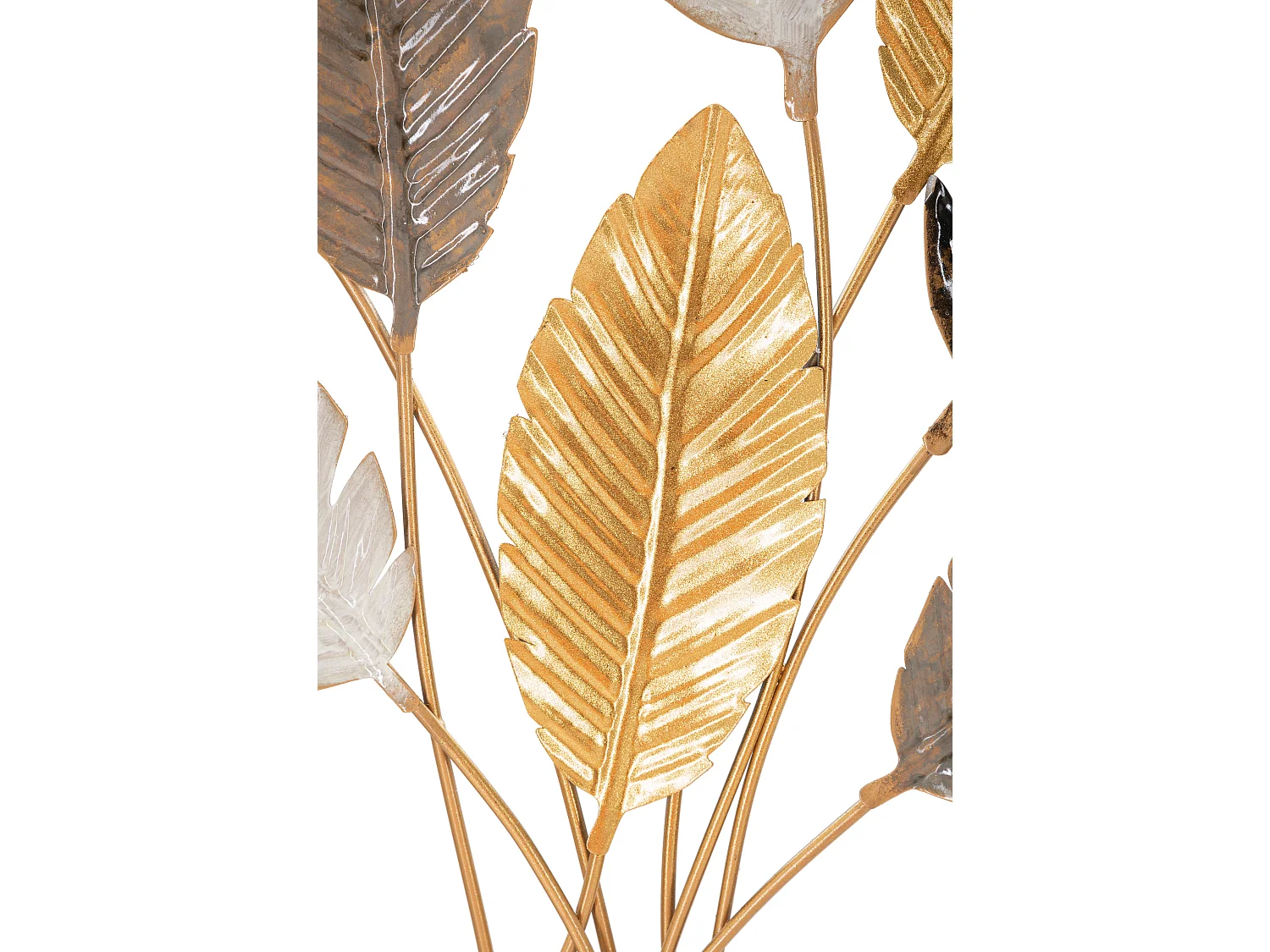 Pannello decorativo 3D foglie in metallo multicolore cm 73x6x93