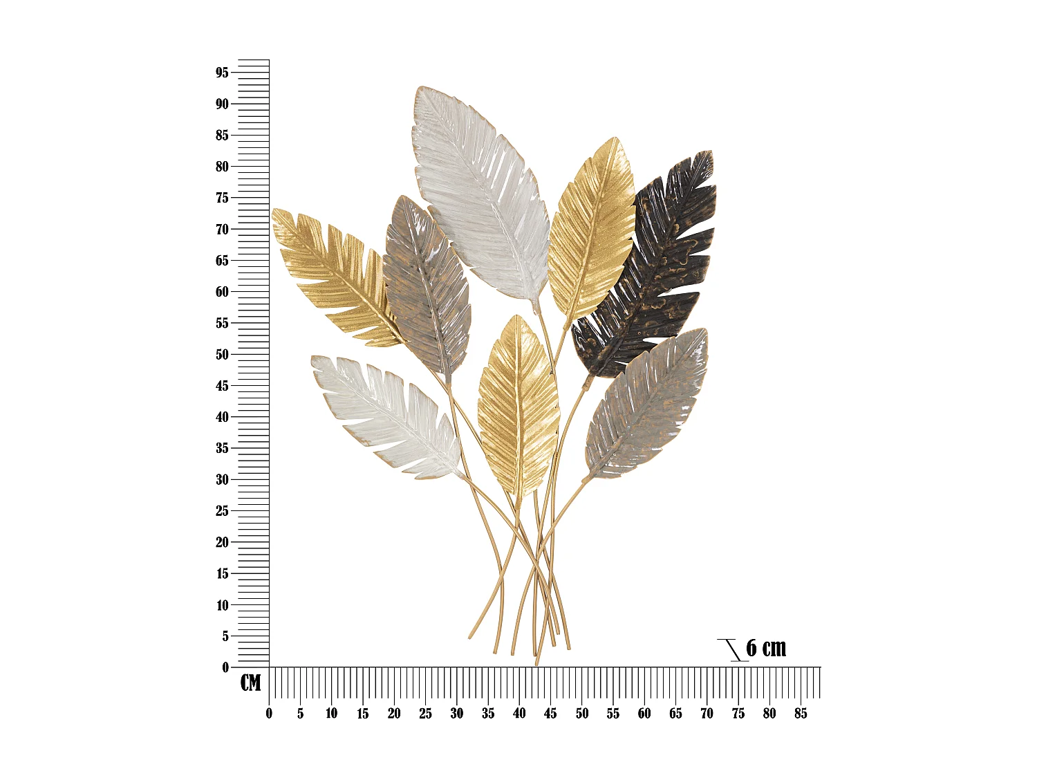 Pannello decorativo 3D foglie in metallo multicolore cm 73x6x93