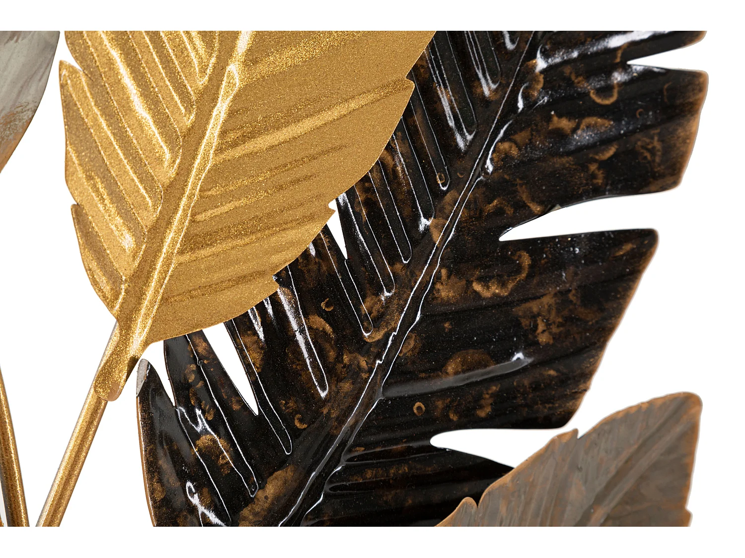 Pannello decorativo 3D foglie in metallo multicolore cm 73x6x93