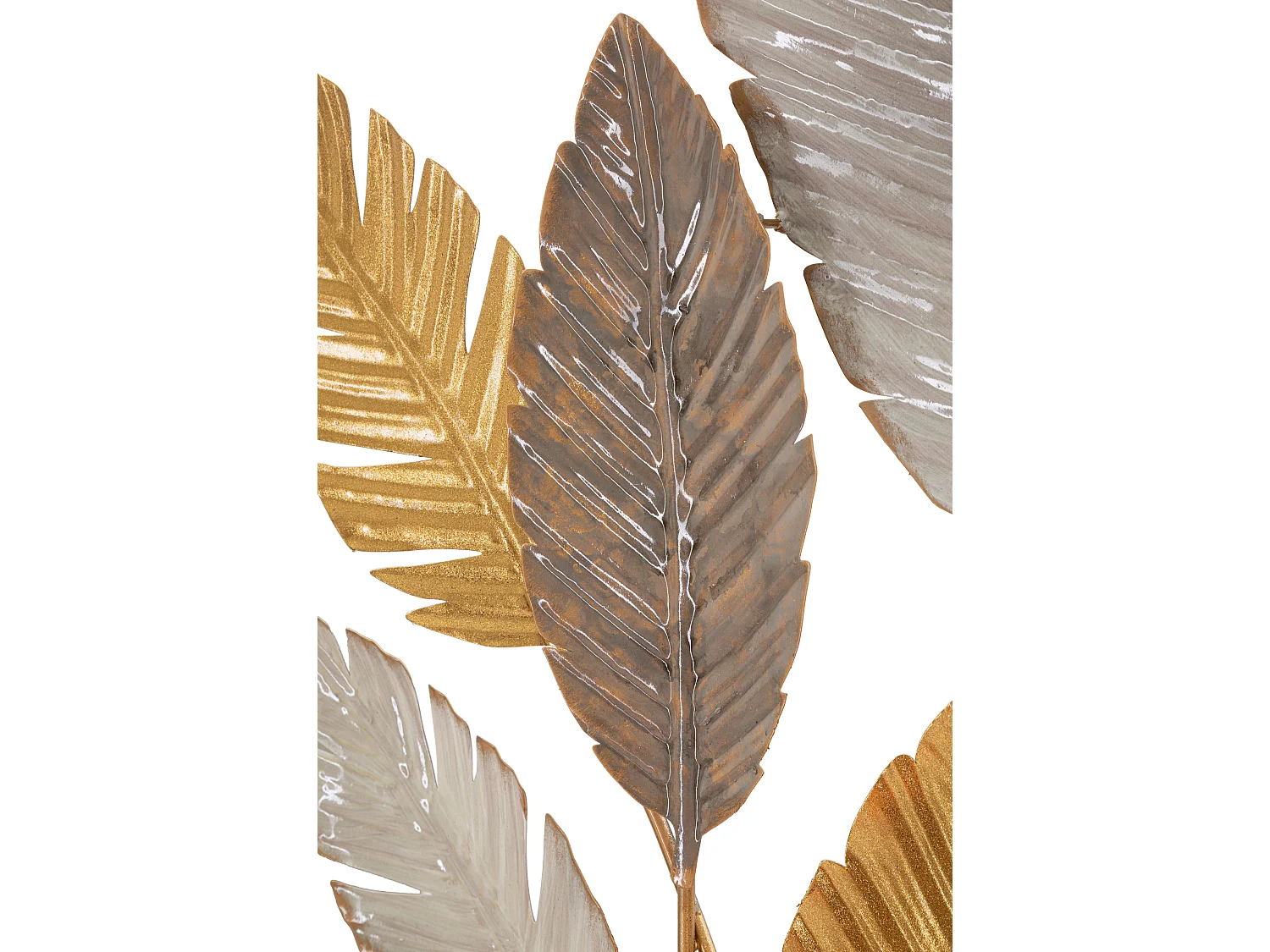 Pannello decorativo 3D foglie in metallo multicolore cm 73x6x93