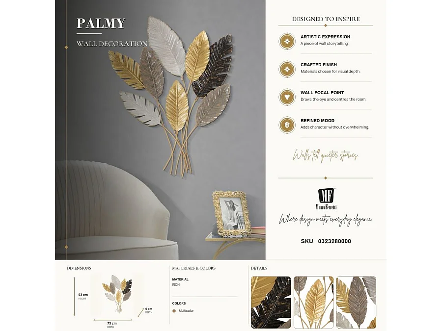 Décoration Murale en Métal "Palmy" 93cm Multicolore