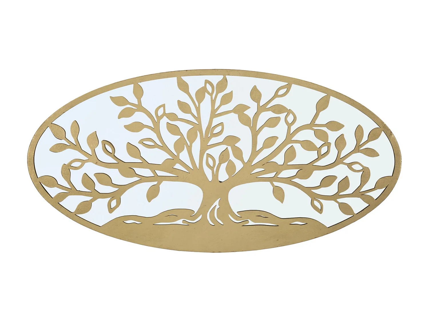 Panneau décoratif 3D en métal doré et miroir arbre cm 120x2x60