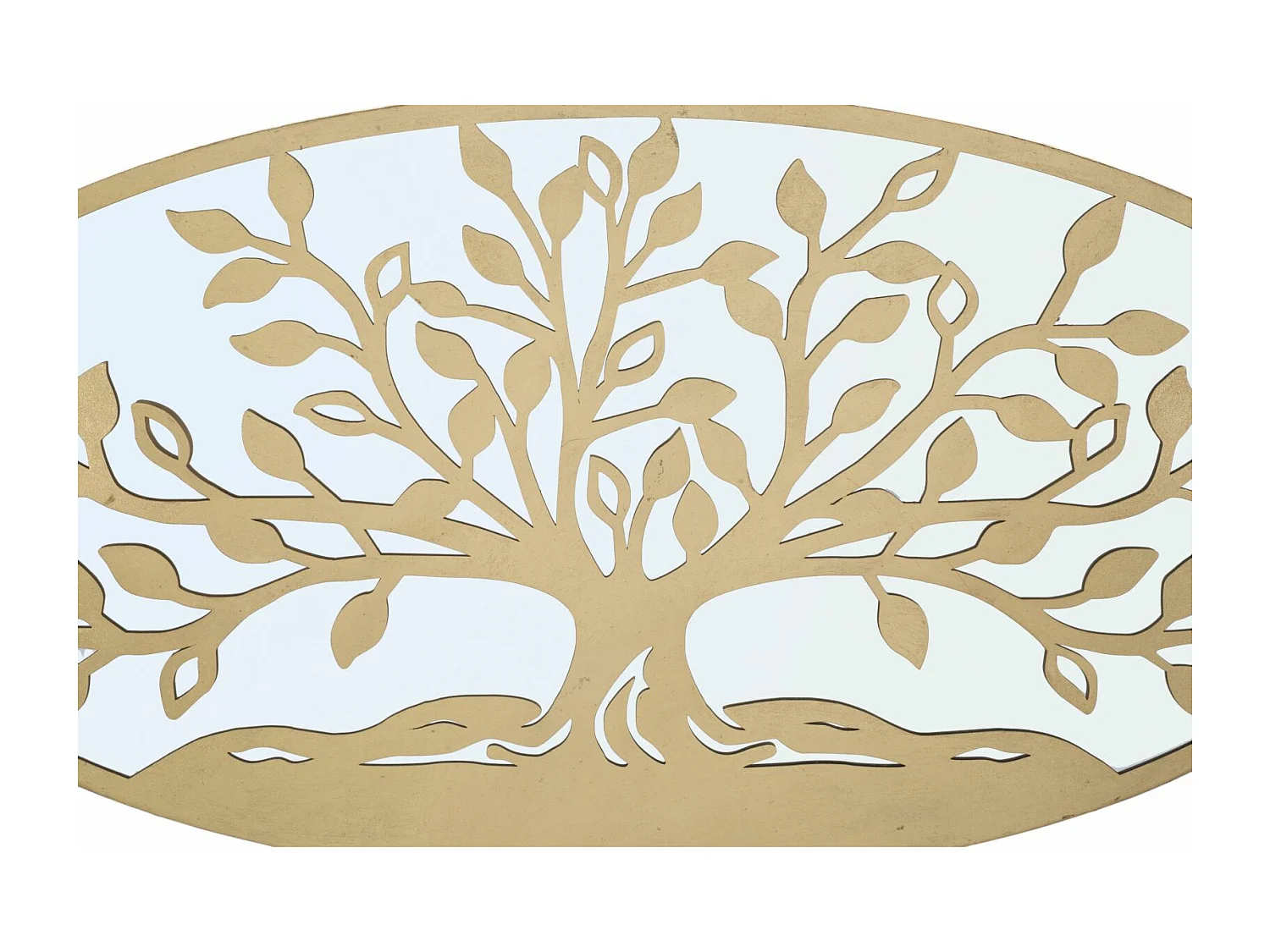 Panneau décoratif 3D en métal doré et miroir arbre cm 120x2x60