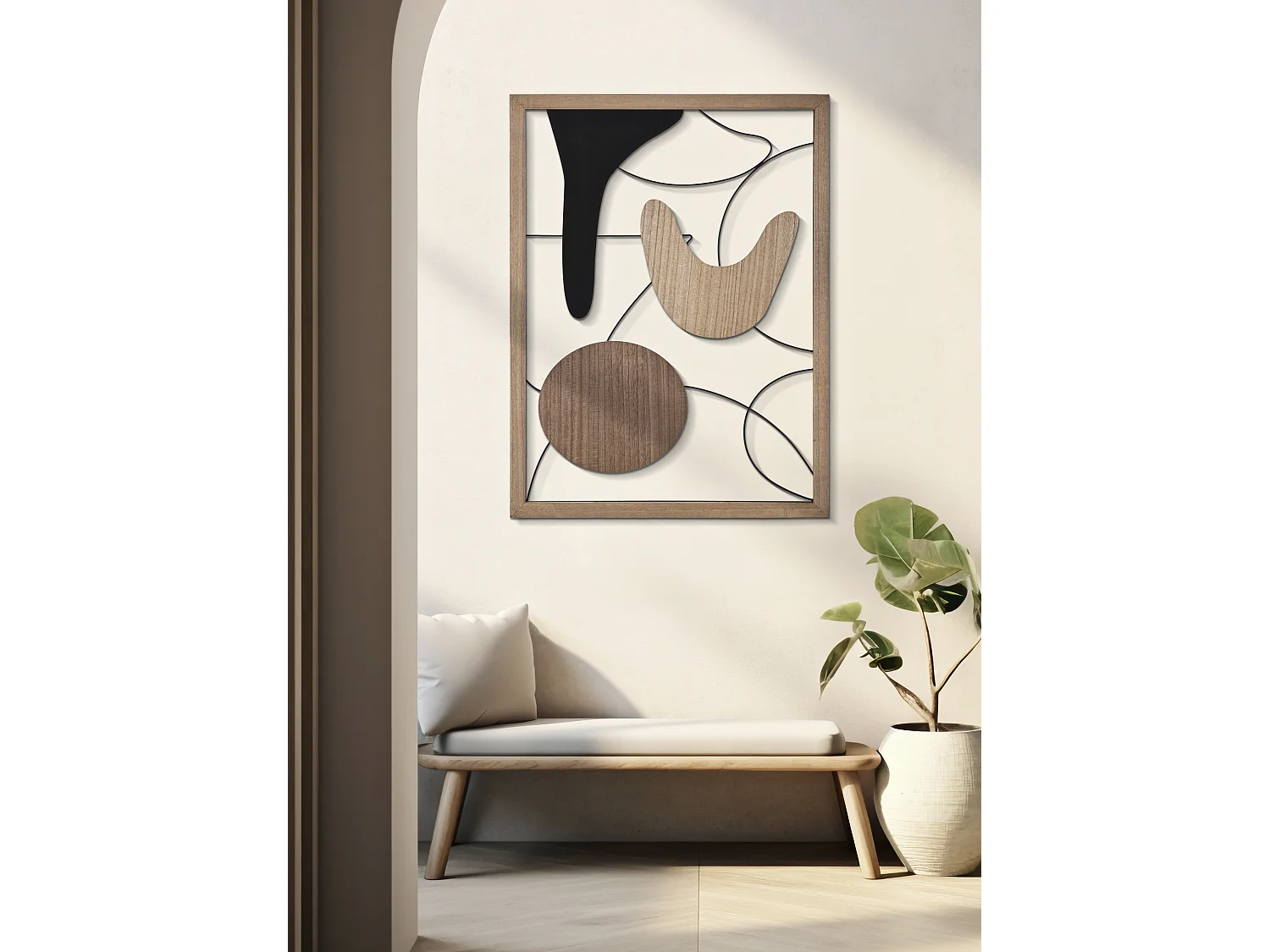 Pannello decorativo 3D in legno marrone astratto cm 60x2x80