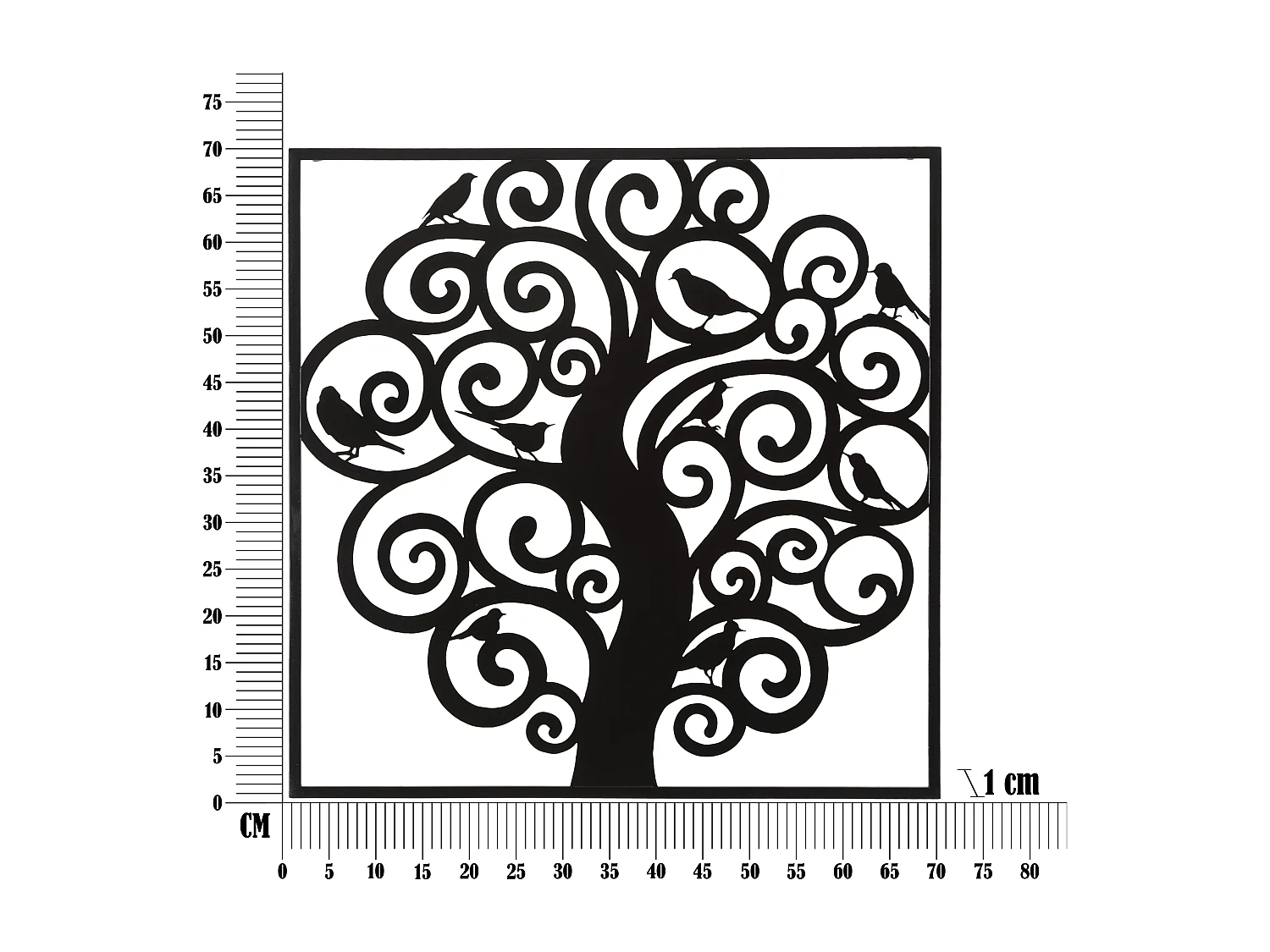 Décoration Murale Encadrée en Métal "Three" 70cm Noir