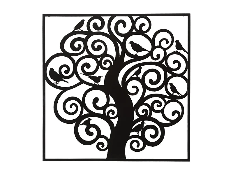 3D decoratief paneel in zwart metalen boom 70x1x70 cm