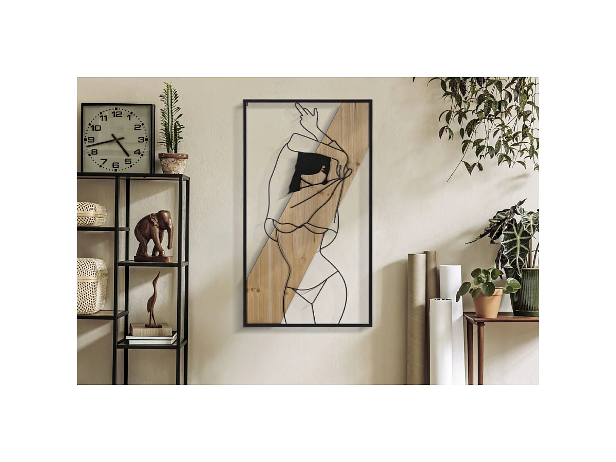 Décoration Murale Encadrée "Strip" 90cm Noir & Naturel