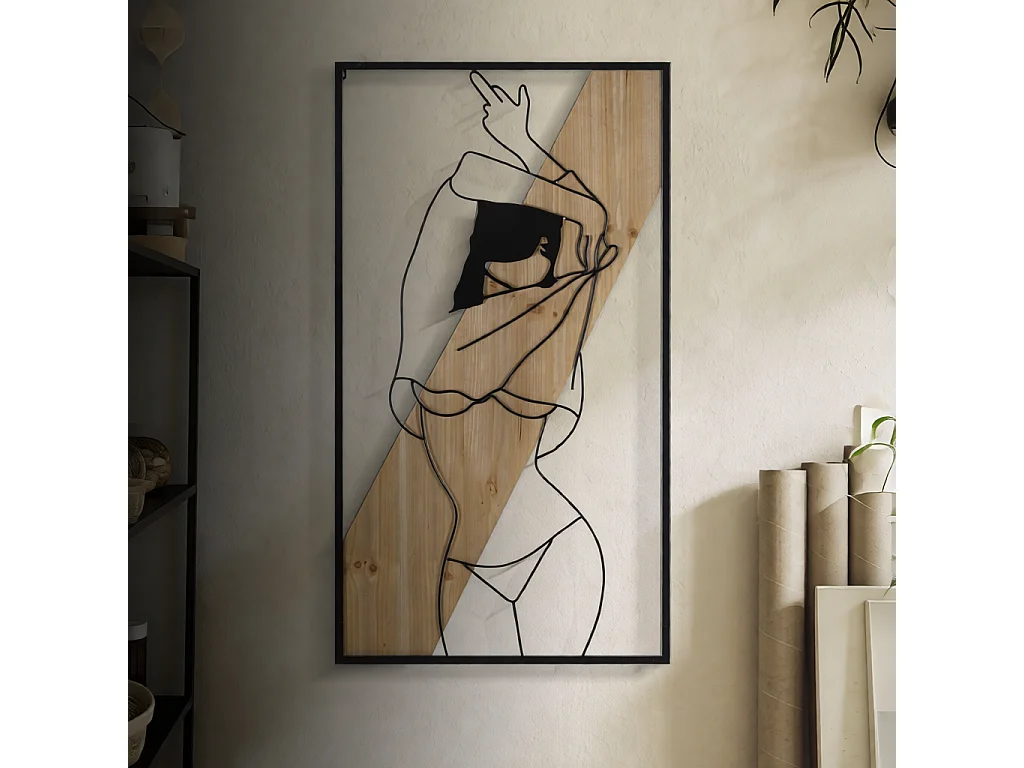 Dekoracja ścienna Strip - A, kolor czarny i brązowy, żelazo, 50 x 90 cm, Mauro Ferretti
