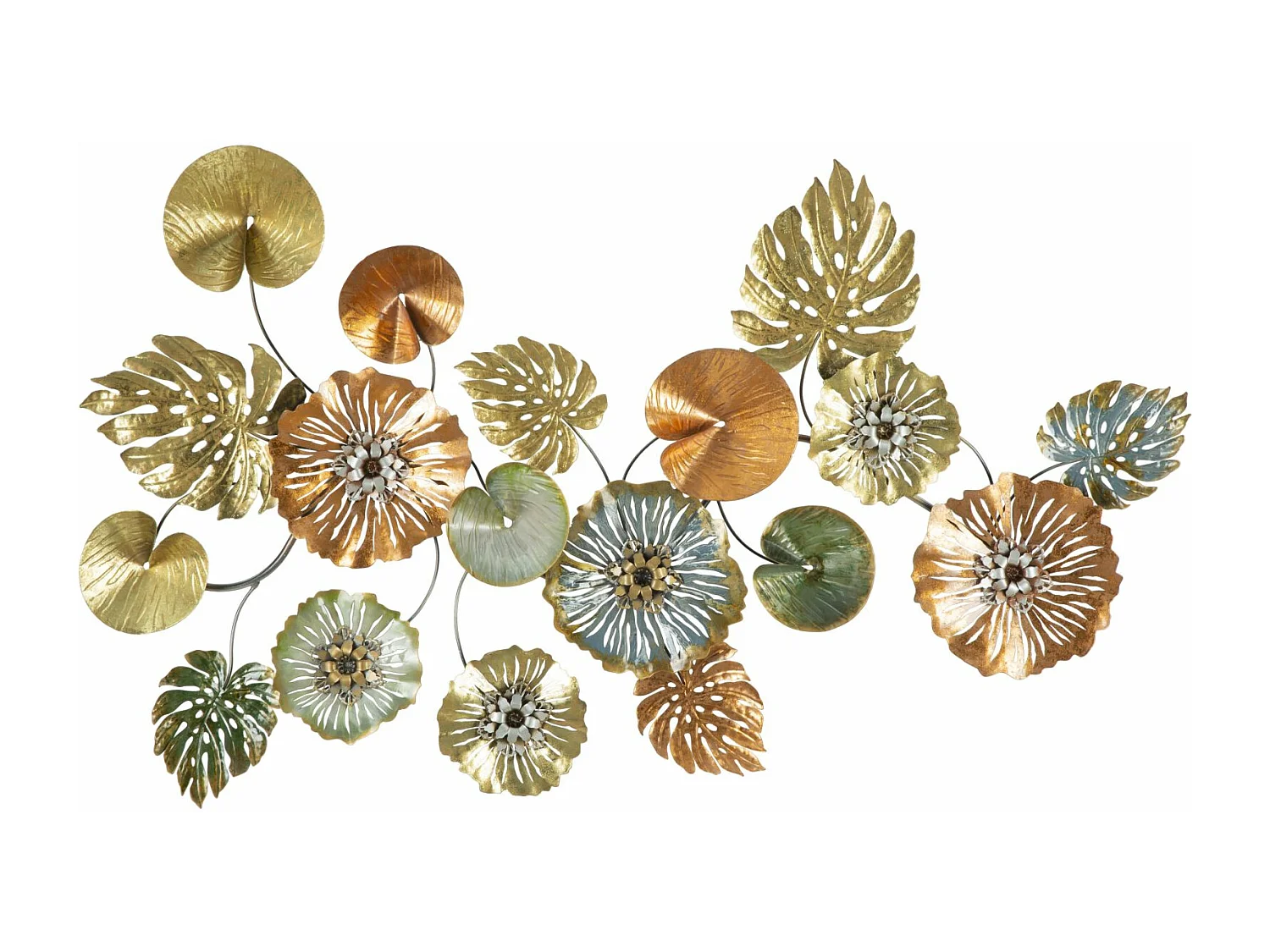 Décoration Murale en Métal "Feuilles" 117cm Multicolore