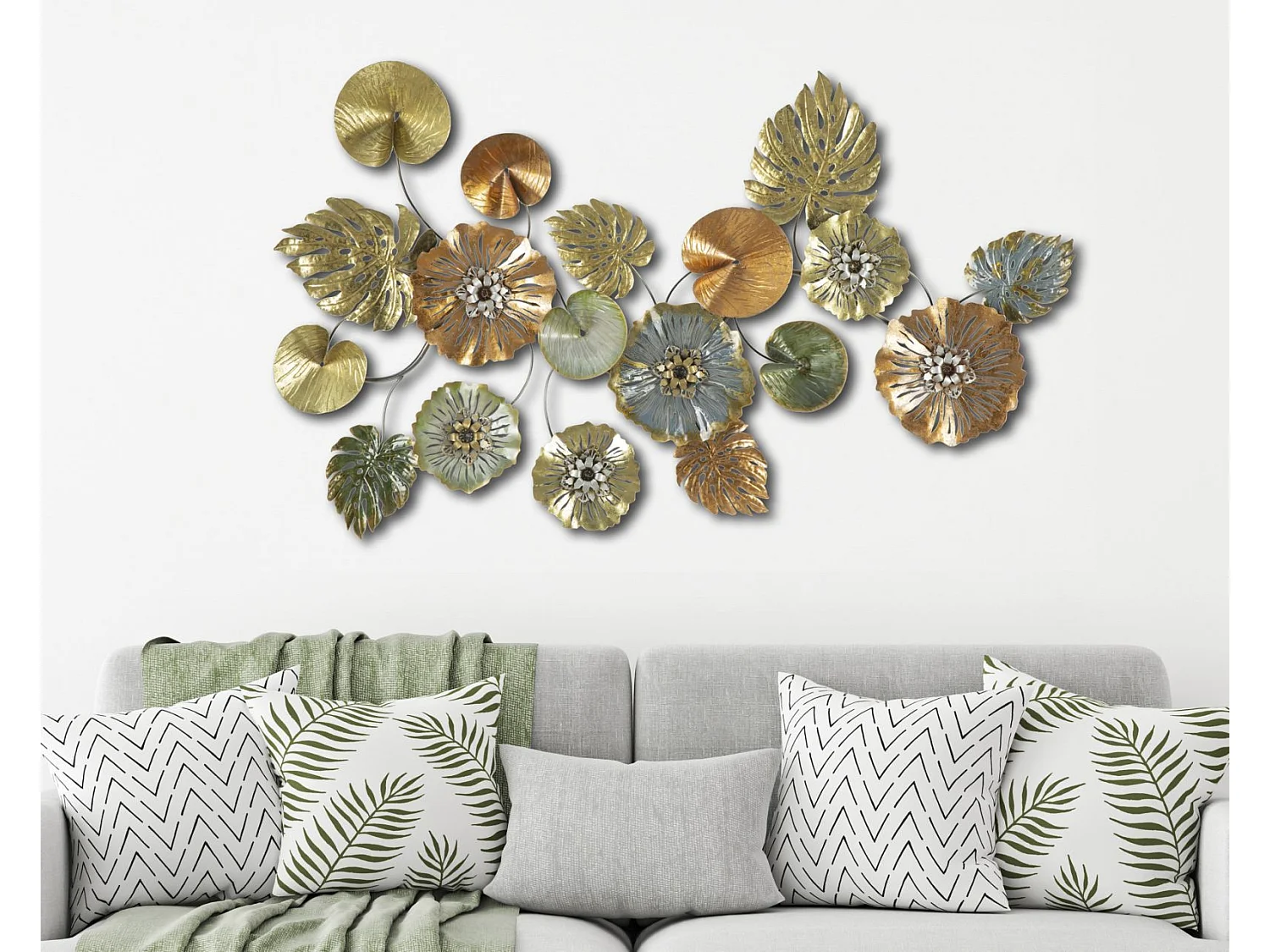 Décoration Murale en Métal "Feuilles" 117cm Multicolore