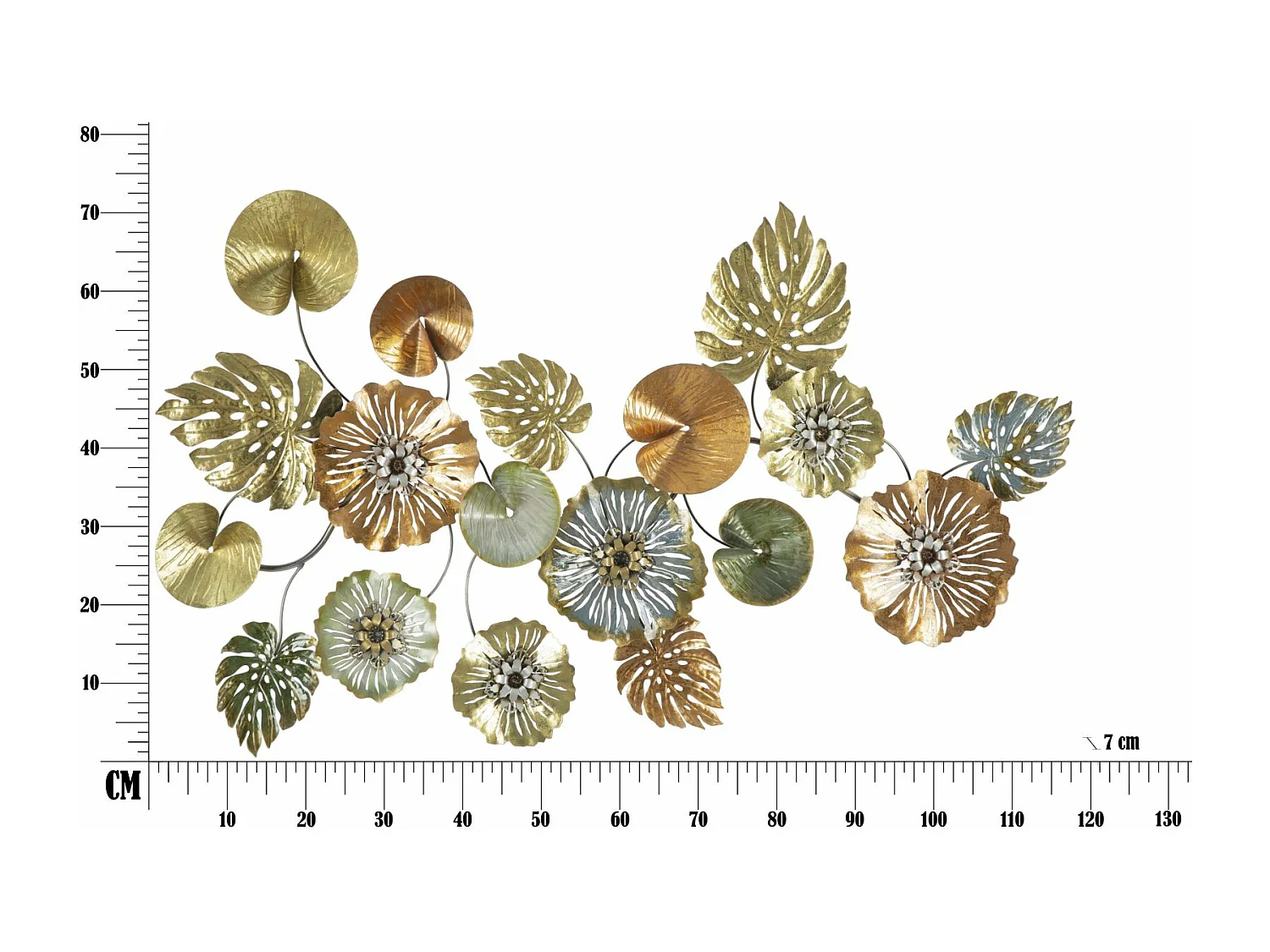 Décoration Murale en Métal "Feuilles" 117cm Multicolore