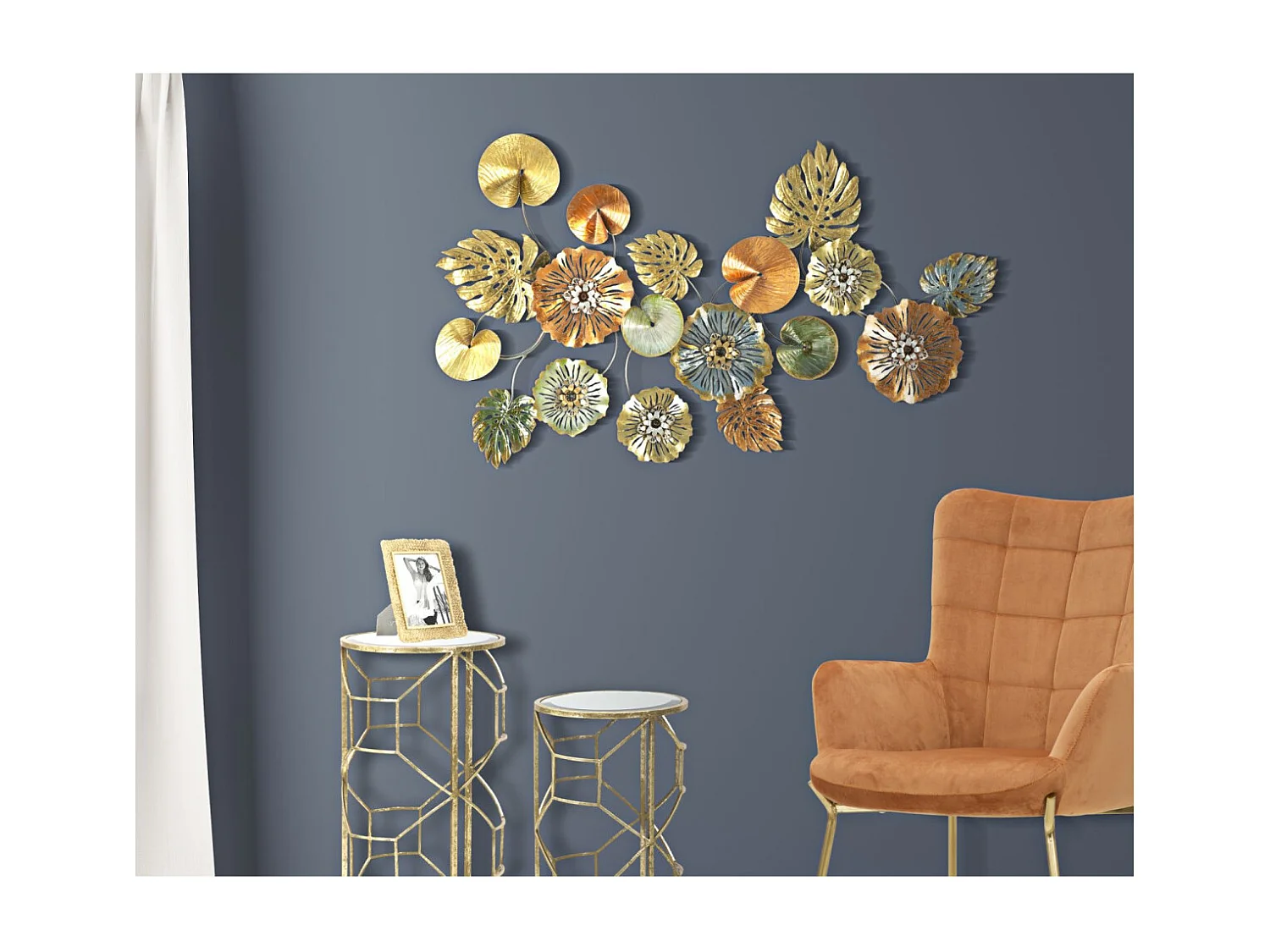 Décoration Murale en Métal "Feuilles" 117cm Multicolore