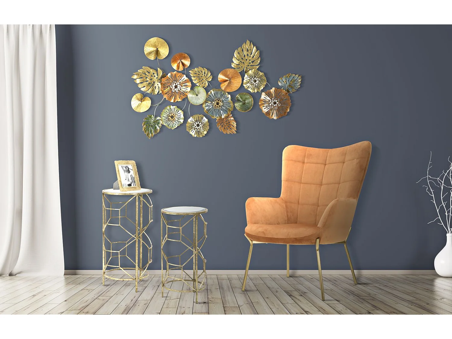 Décoration Murale en Métal "Feuilles" 117cm Multicolore