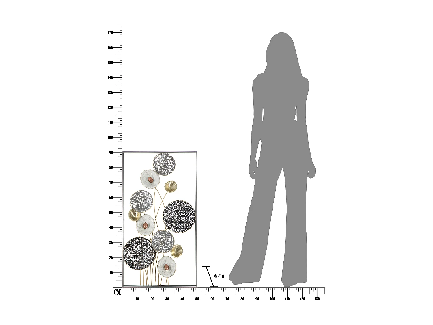 Pannello decorativo 3D in metallo multicolore cm 50x6x90,5