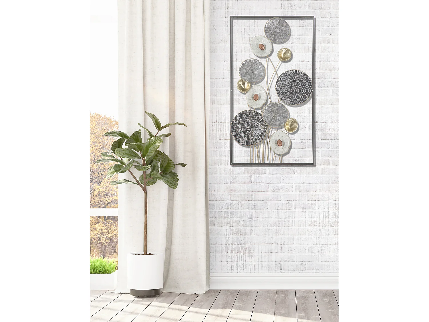 Décoration Murale Encadrée en Métal "Grid" 90cm Multicolore