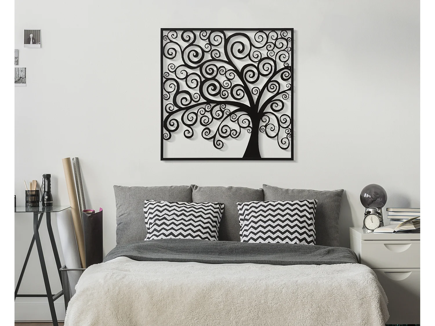 Décoration Murale Encadrée en Métal "Three Plus" 100cm Noir