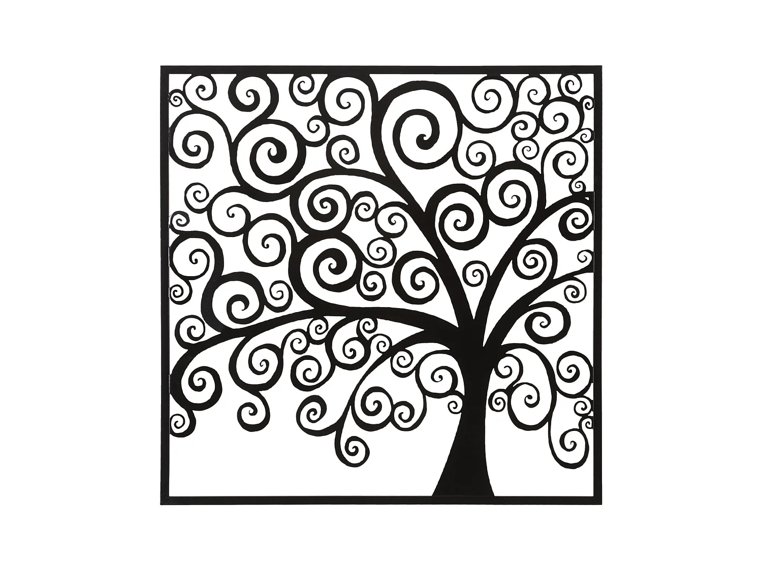 Panneau Décoratif 3D Arbre - Panneau en Fer Noir - 100x1x100 cm