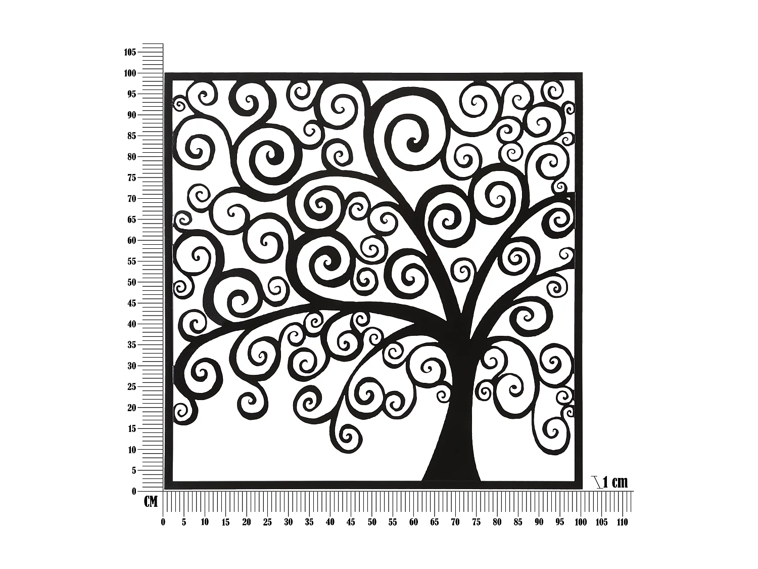 Décoration Murale Encadrée en Métal "Three Plus" 100cm Noir