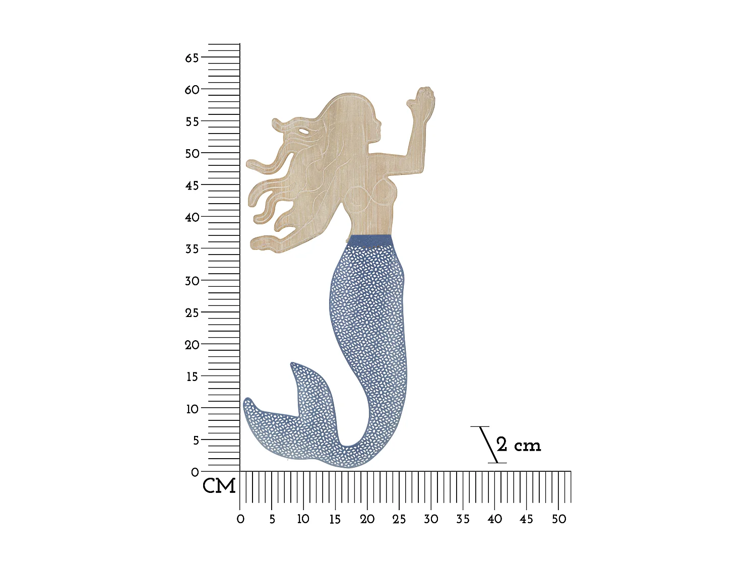 Pannello decorativo 3D in metallo blu sirena cm 30,5x2x60