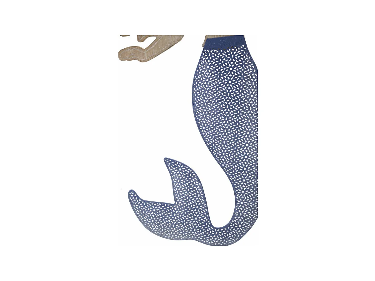 Décoration Murale en Métal "Sirène" 60cm Naturel & Bleu