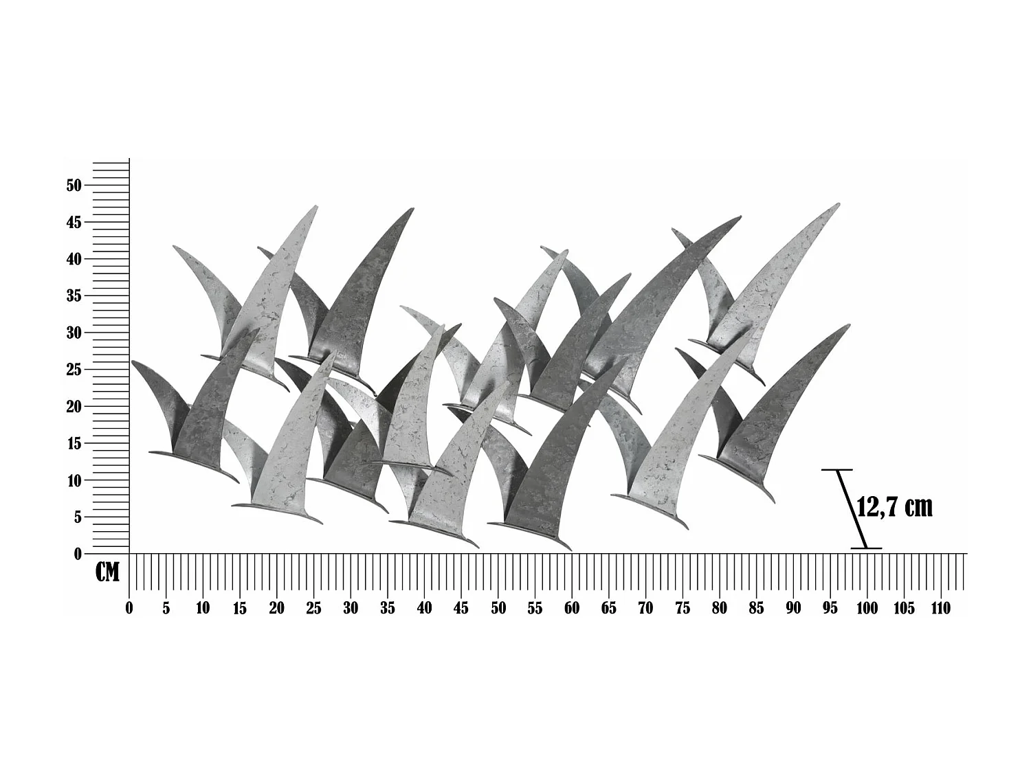 Décoration Murale en Métal "Gabbiani" 93cm Gris