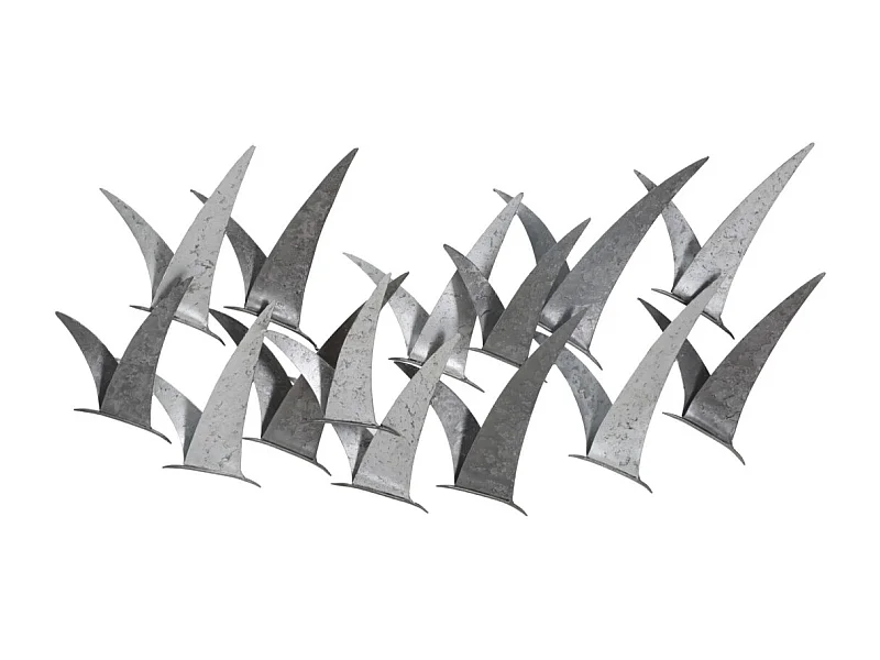 Decoratief 3D-paneel in zilverkleurig metaal met meeuwen, 93x12,7x47,6 cm
