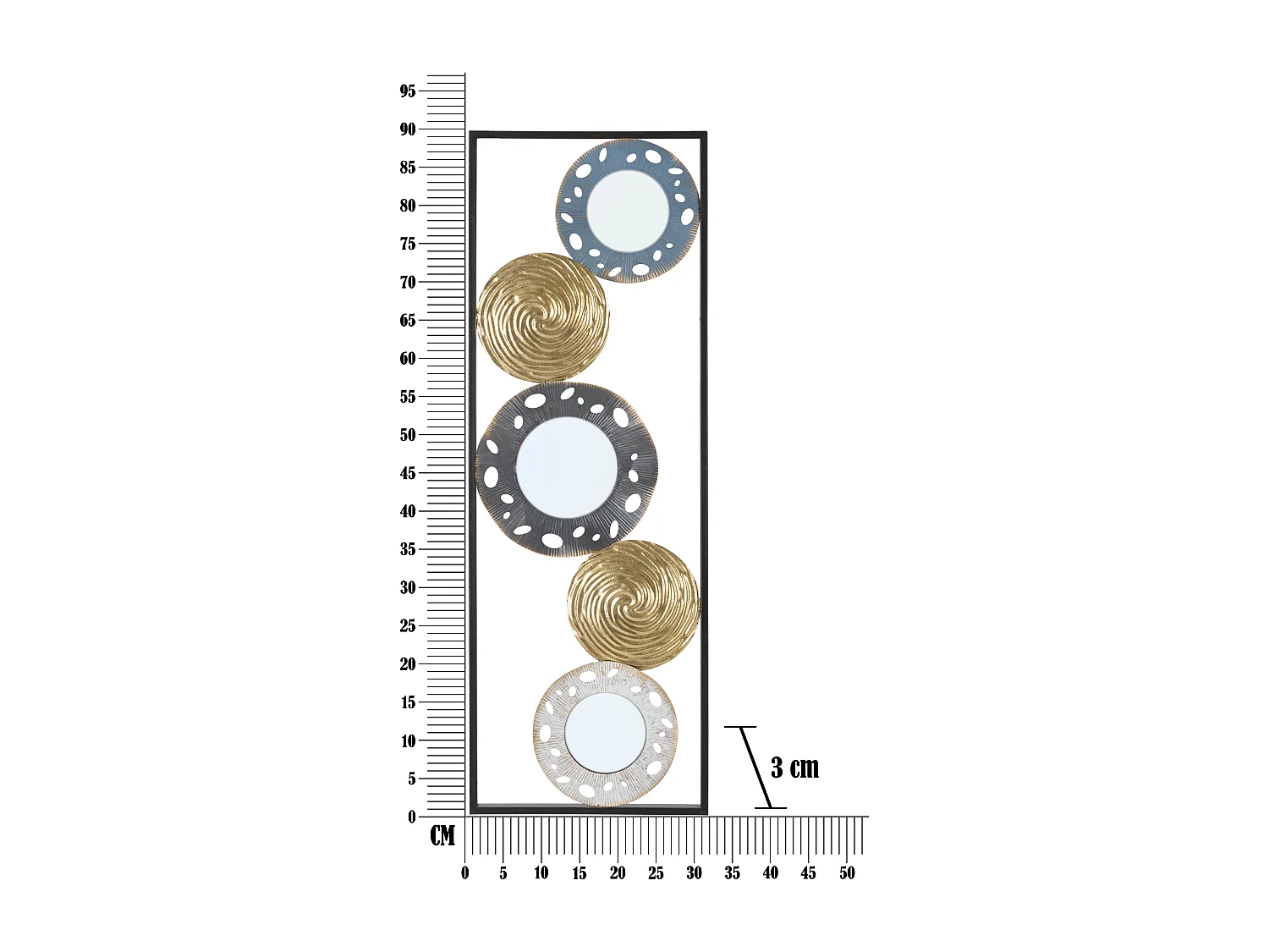 Décoration Murale Encadrée 3 Miroirs "Gloty" 90cm Multicolore