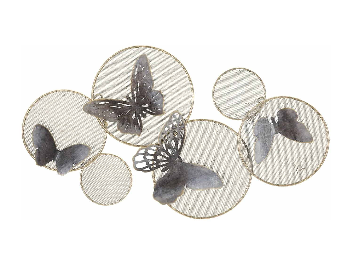 Déco Murale en Métal "Papillons sur Cercle" 66cm Multicolore