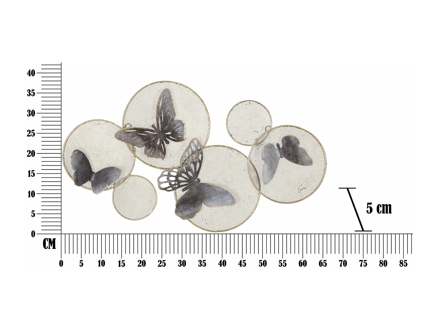 Déco Murale en Métal "Papillons sur Cercle" 66cm Multicolore