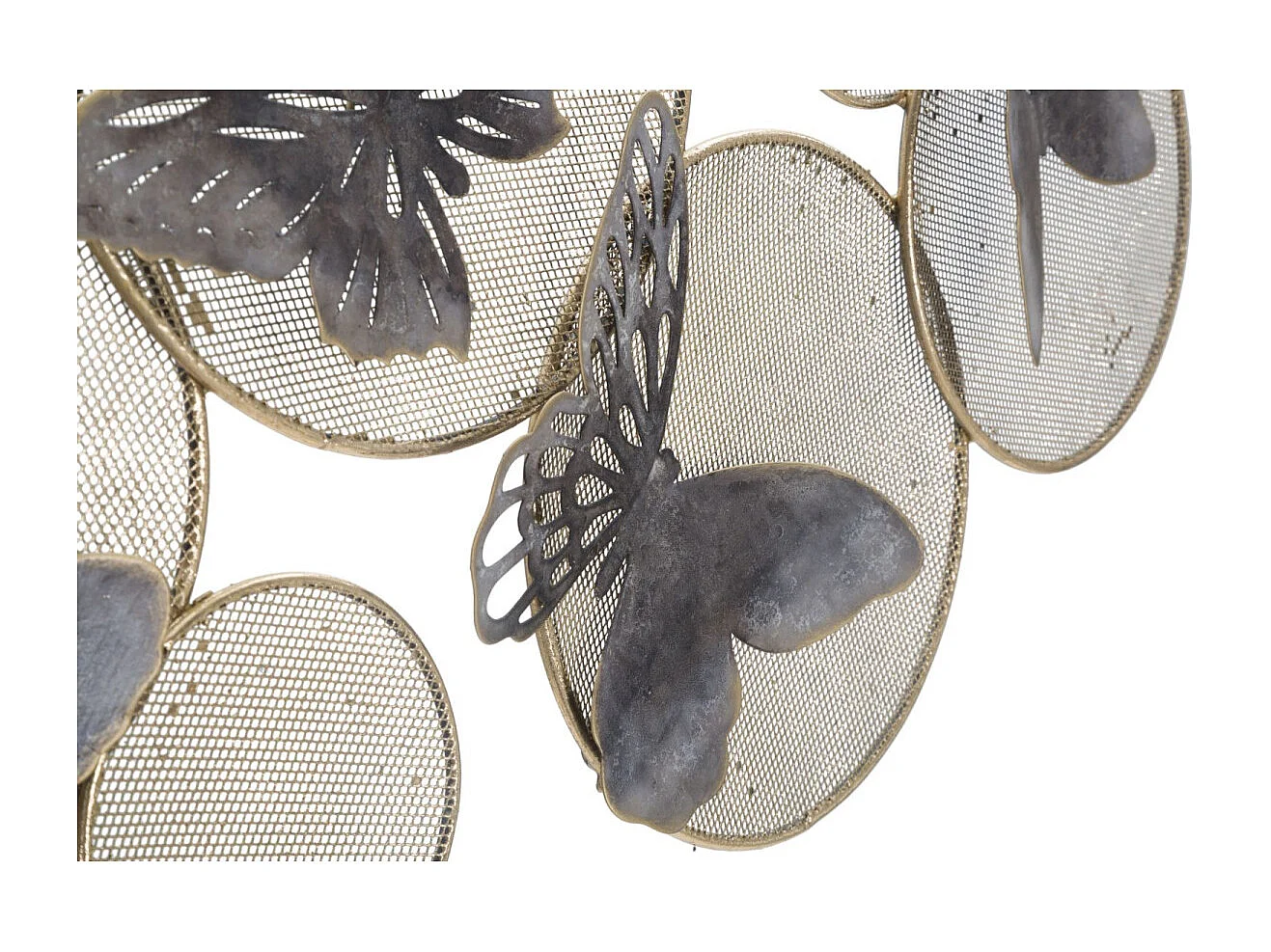 Déco Murale en Métal "Papillons sur Cercle" 66cm Multicolore