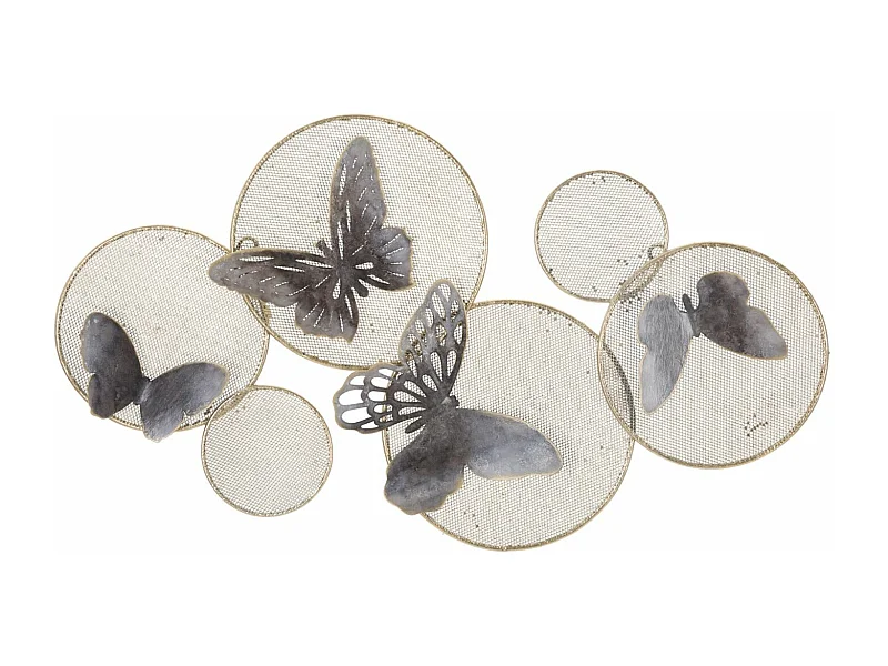 Déco Murale en Métal "Papillons sur Cercle" 66cm Multicolore