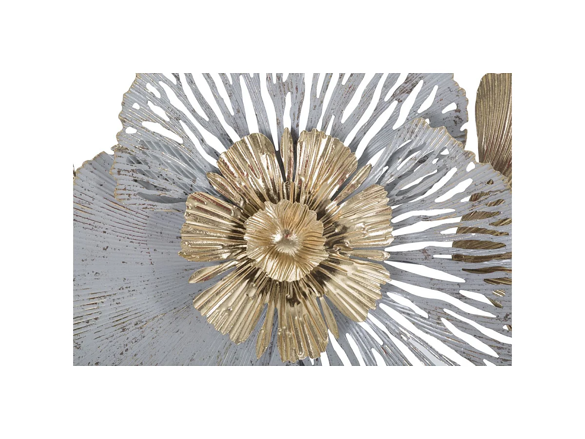 Dekoracyjny panel ścienny Poxy-A 130,8x8x55,9 cm - Żelazny panel 3D z kwiatami i liśćmi w stylu glamour - egzotyczna dekoracja