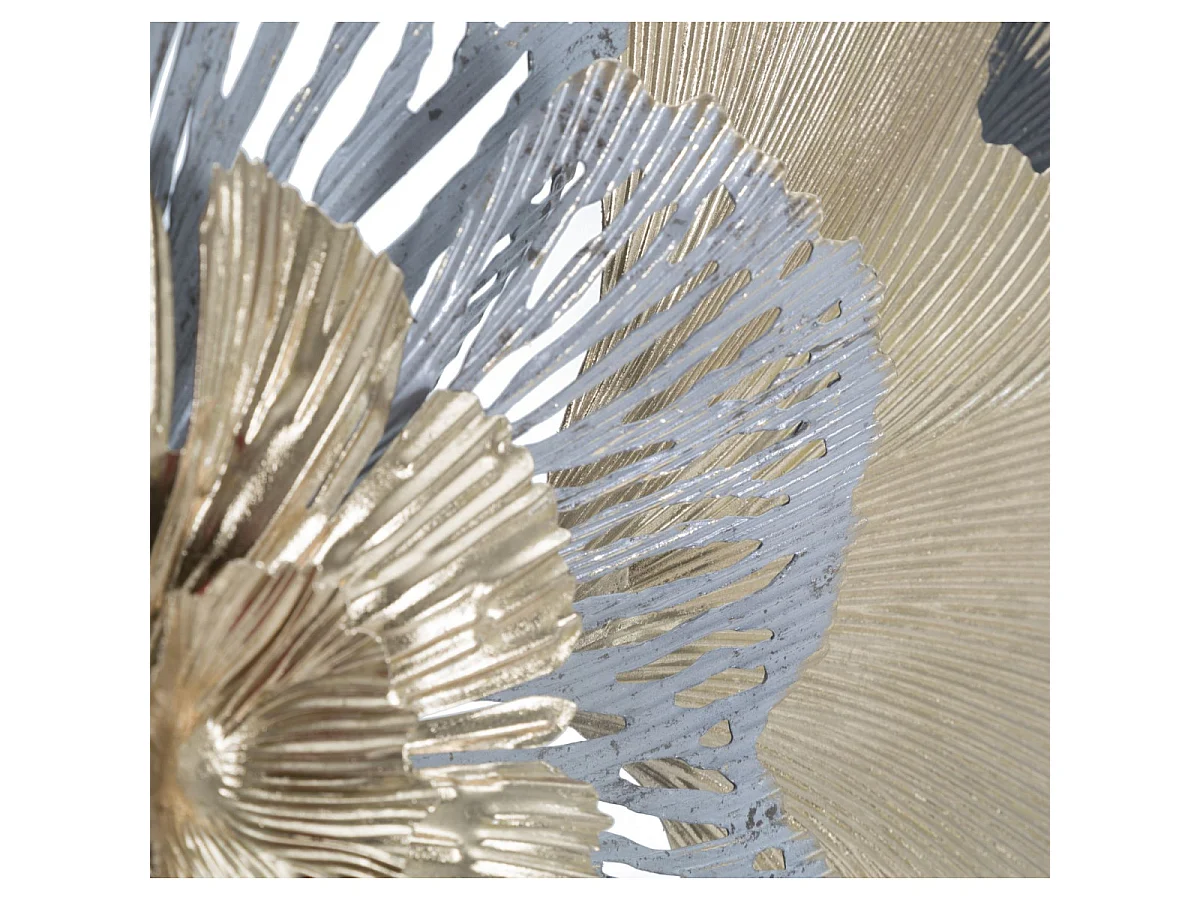 Dekoracyjny panel ścienny Poxy-A 130,8x8x55,9 cm - Żelazny panel 3D z kwiatami i liśćmi w stylu glamour - egzotyczna dekoracja