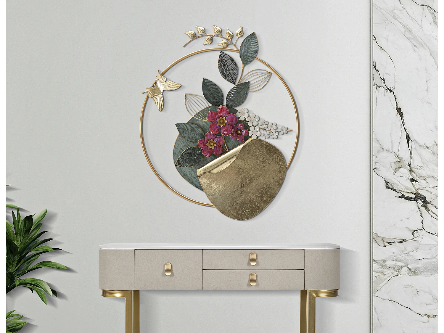 Décoration Murale Ronde en Métal "Gard" 74cm Multicolore