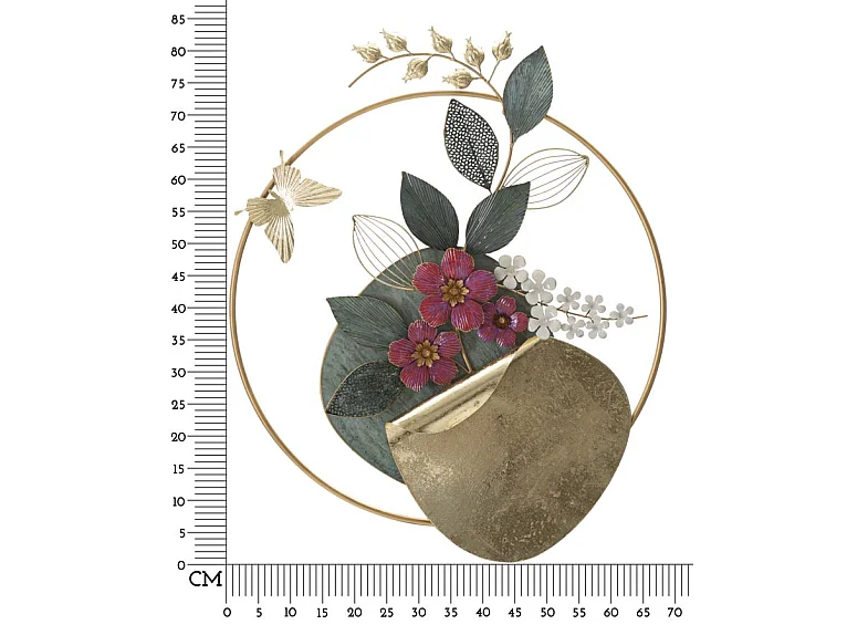 3D-Dekopaneel Blumen aus Metall mehrfarbig 67x8x74 cm