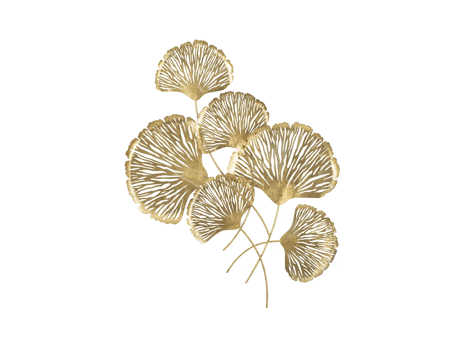Panneau Mural "Iris Verticale" en Fer Doré, 78x5,5x101 cm, Design 3D avec Feuilles Métalliques