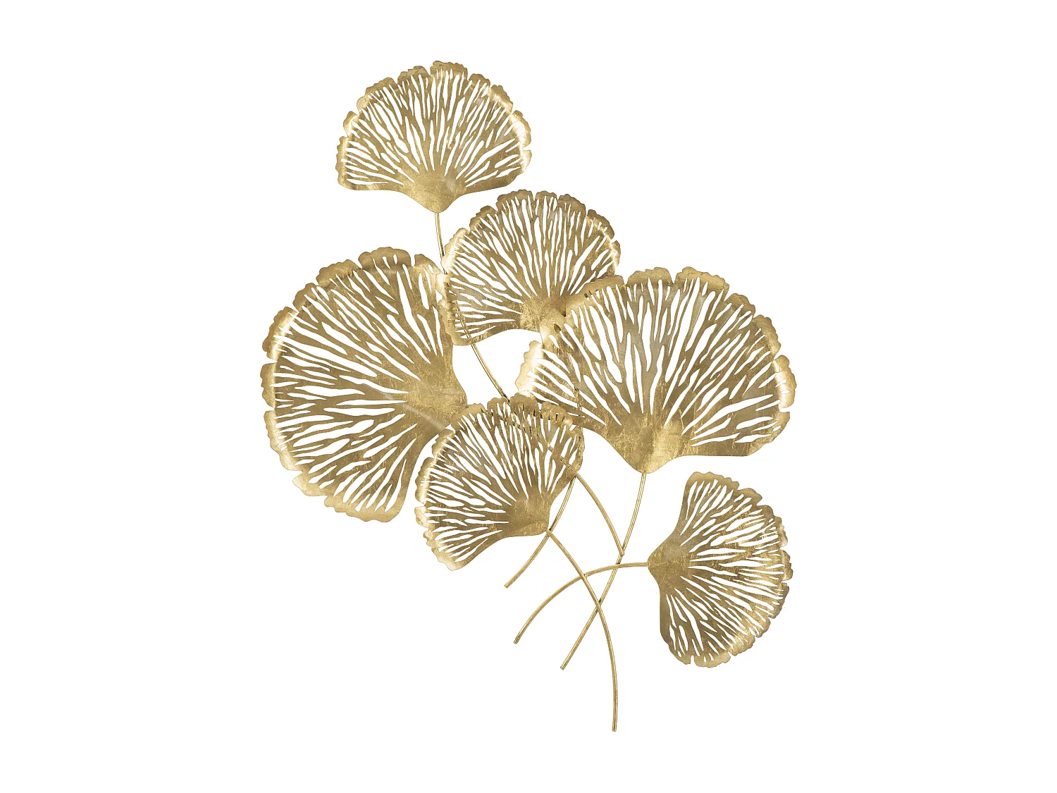 Decoración de pared 3D en metal dorado con hojas Iris