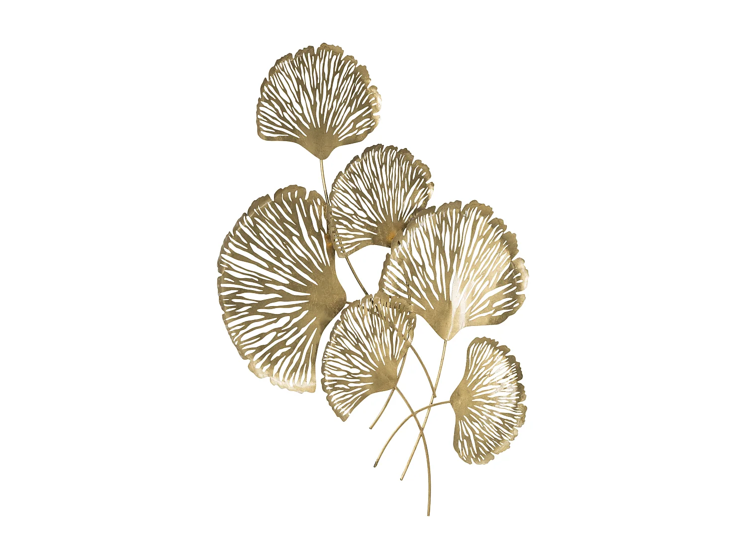 Decoración de pared 3D en metal dorado con hojas Iris