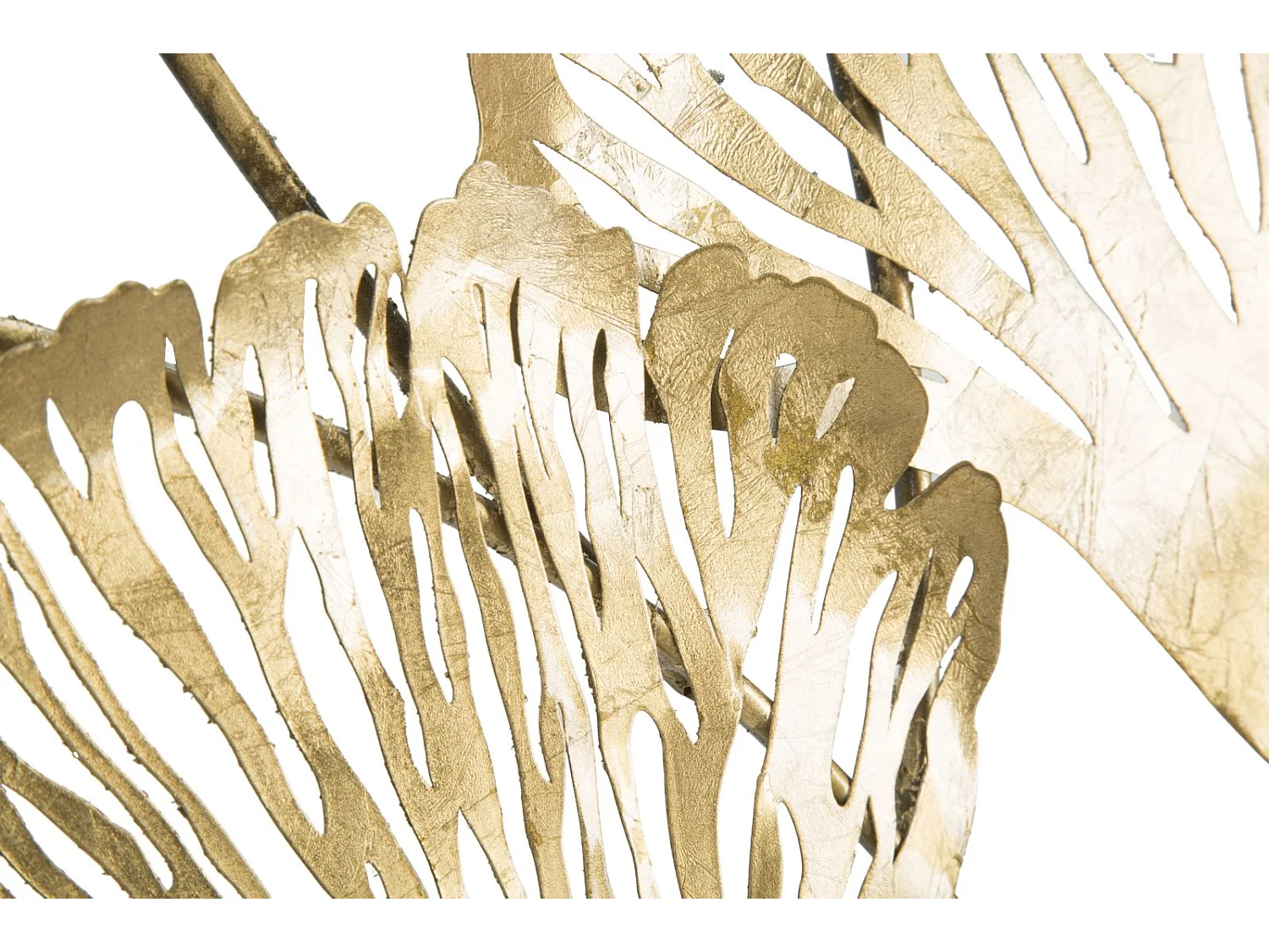 Decoración de pared 3D en metal dorado con hojas Iris