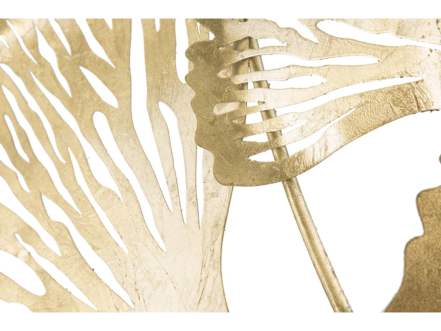 Decoración de pared 3D en metal dorado con hojas Iris