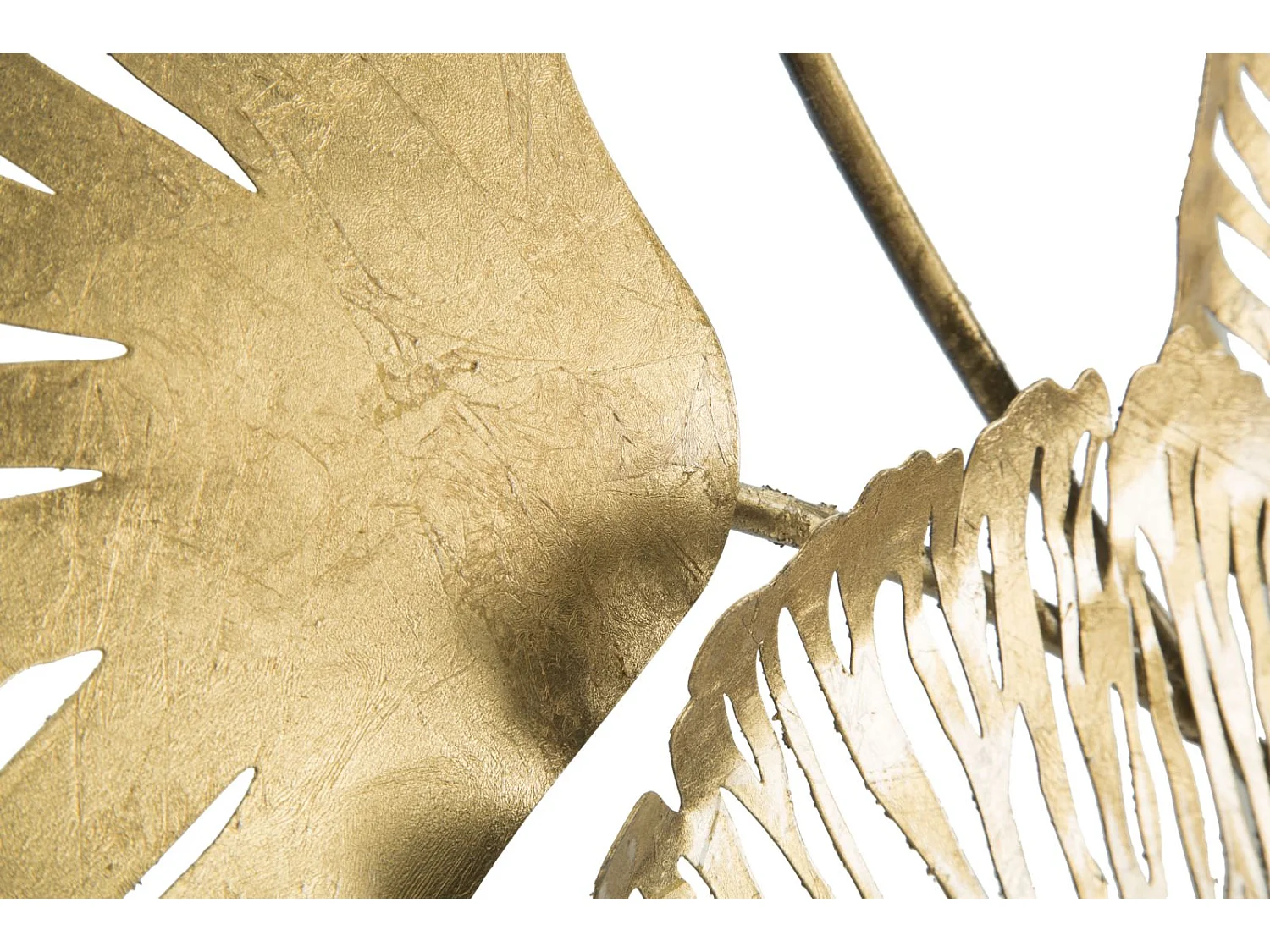 Decoración de pared 3D en metal dorado con hojas Iris