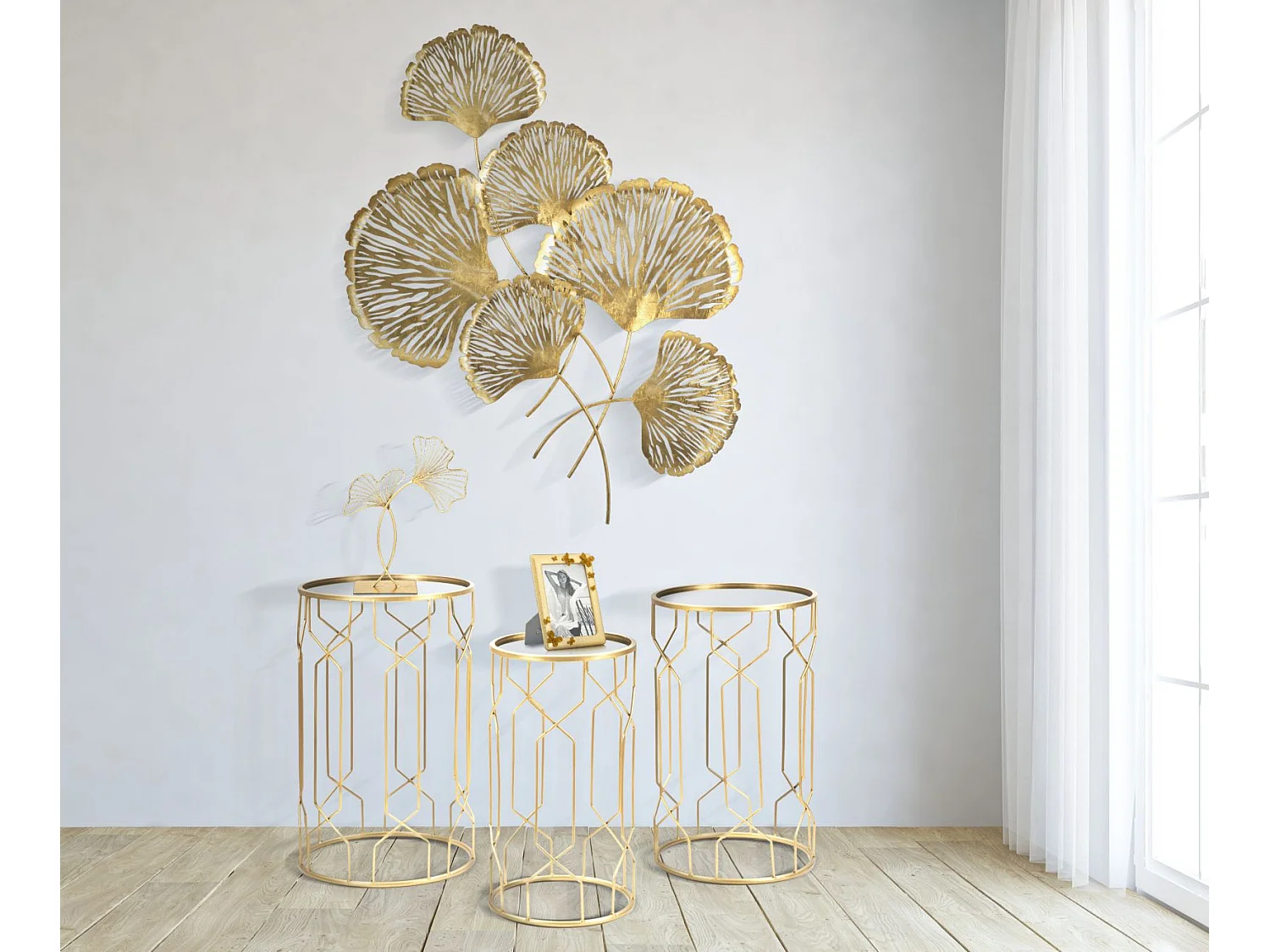 Décoration Murale Verticale en Métal "Iris" 101cm Or