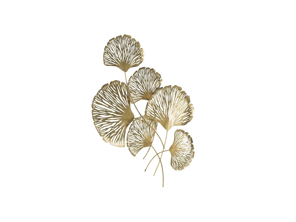 Decoración de pared 3D en metal dorado con hojas Iris