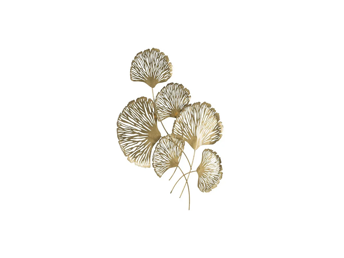 Decoración de pared 3D en metal dorado con hojas Iris