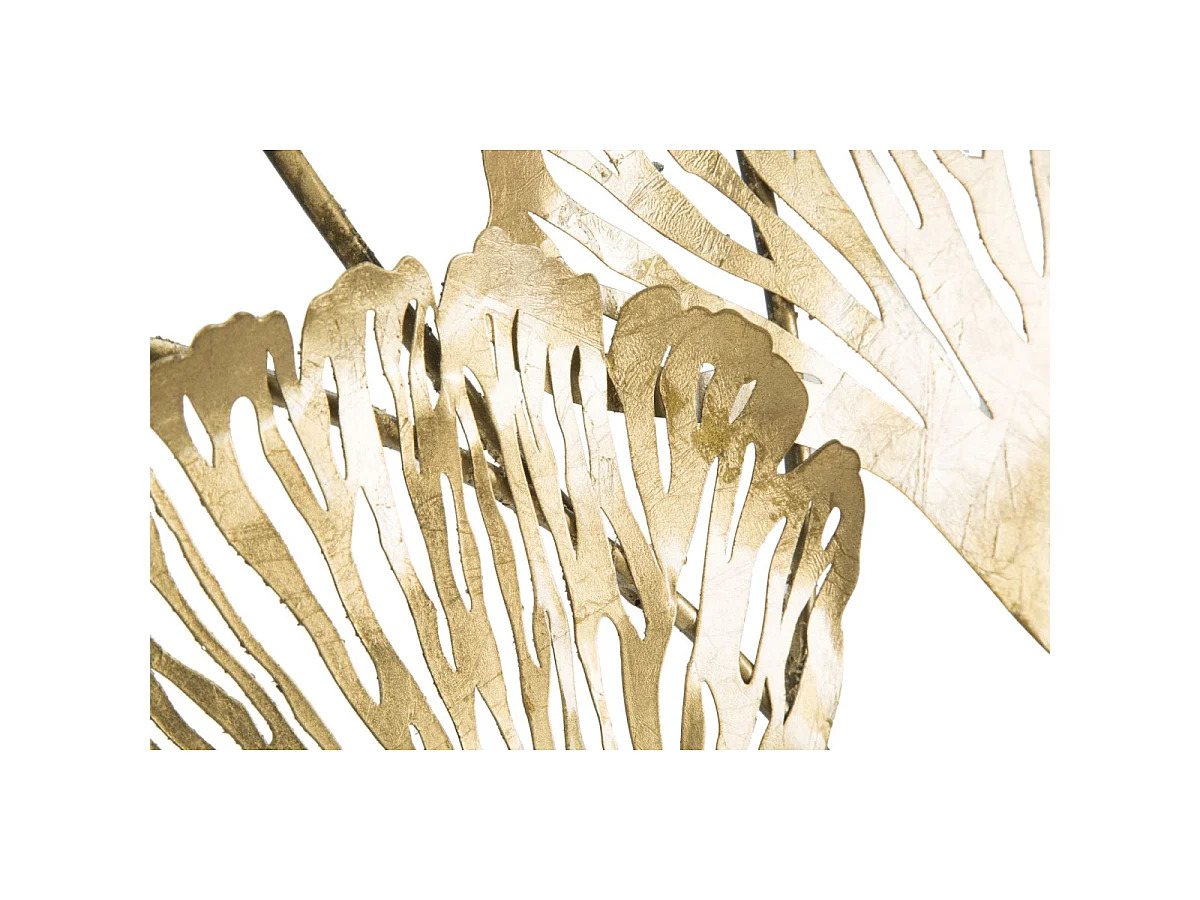 Decoración de pared 3D en metal dorado con hojas Iris