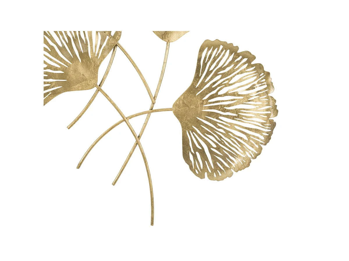 Decoración de pared 3D en metal dorado con hojas Iris